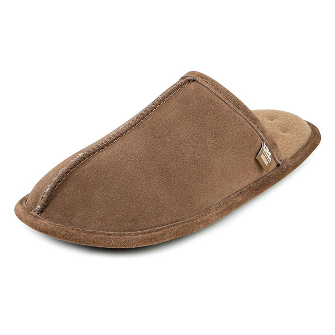 Isotoner Mens Real Suede Mule Slipper Tan Extra Image 2